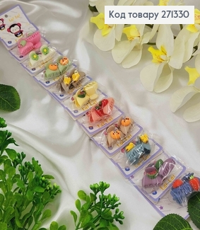 Заколка краб  (20шт/уп)дитяча 2,5см з фруктами в асортименті 271330 фото