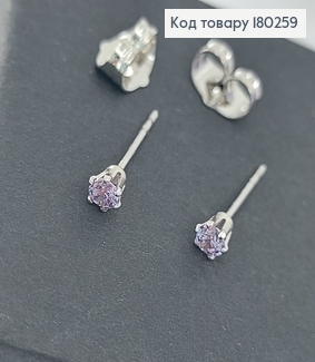 Серьги гвоздики с фиолетовым камушком 0,4 см  родированые медзолото Xuping  180259 фото