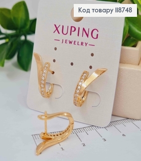 Серьги "VICTORIA" с Блестящими камешками, 1,9см, английская застежка, Xuping 18K 118748 фото