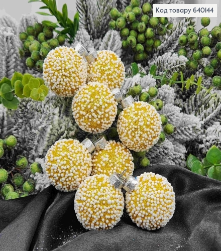 Набір куль(8шт),  40 мм  "СНІГОПАД", ЗОЛОТИЙ колір,новорічні прикраси, пластик,  Україна 640144 фото 1