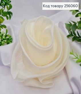 Брошка-заколка, об'ємна троянда кольору АЙВОРІ, подвійна, 17см, тканина органза, ручна робота 256060 фото