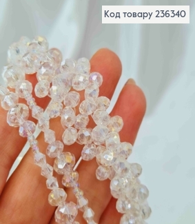 Біжутерія на шию з білим стеклярусом різного розміру, плетена, довж. 50см 236340 фото