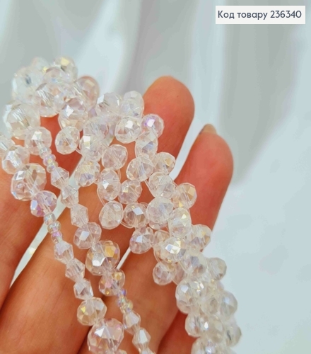 Бижутерия на шею с белым стеклярусом разного размера, плетеная, дл. 50см 236340 фото 1