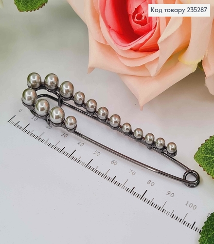 Брошка  ШПИЛЬКА  чорного кольору з Бусинками , довжина 10см 235287 фото 1