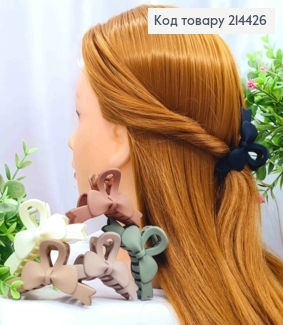 Краб пластик матовий  "Бантик", розмір  7см, Пастельні кольори в асортименті 214426 фото