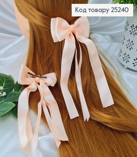 Резинка, Бант репсовый, персикового цвета, 9*15см, Ручная работа, Украина 25240 фото
