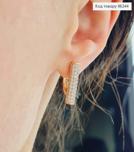 Серьги Бабинки в камешках, англ зам. 2см Xuping 18K 116244 фото 2