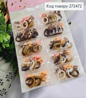 Набор детский, заколка-краб "Сердце" + резинка, Пастельных цветов, 110шт/уп 272472 фото