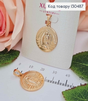 Иконка Богородица, круглая форма, 2см. Xuping 18К 130487 фото