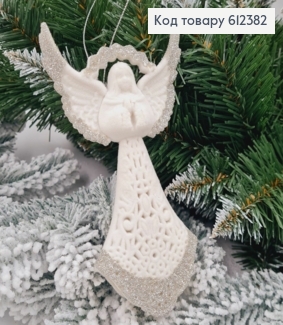 Новогодняя фигура Ангел БЕЛЫЙ+СЕРЕБРО, 16*9см, Украина 612382 фото