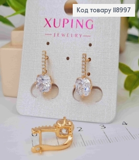 Серьги украшены Блестящим камнем, 1,7см, английская застежка, XUPING 18K 118997 фото