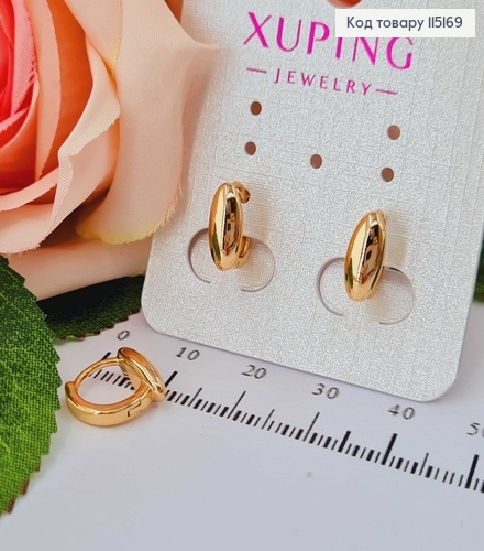 Серьги кольца с овалом, 1см*0,5см Xuping 18K 115169 фото 1