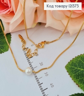 Цепочка квадратная снейк, с подвеской жемчужиной 0,5см, 45+5см Xuping 18K 121373 фото