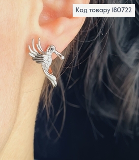 Сережки родовані Пташка с камнями (англ.застібка), 2*1,7см, Xuping 180722 фото