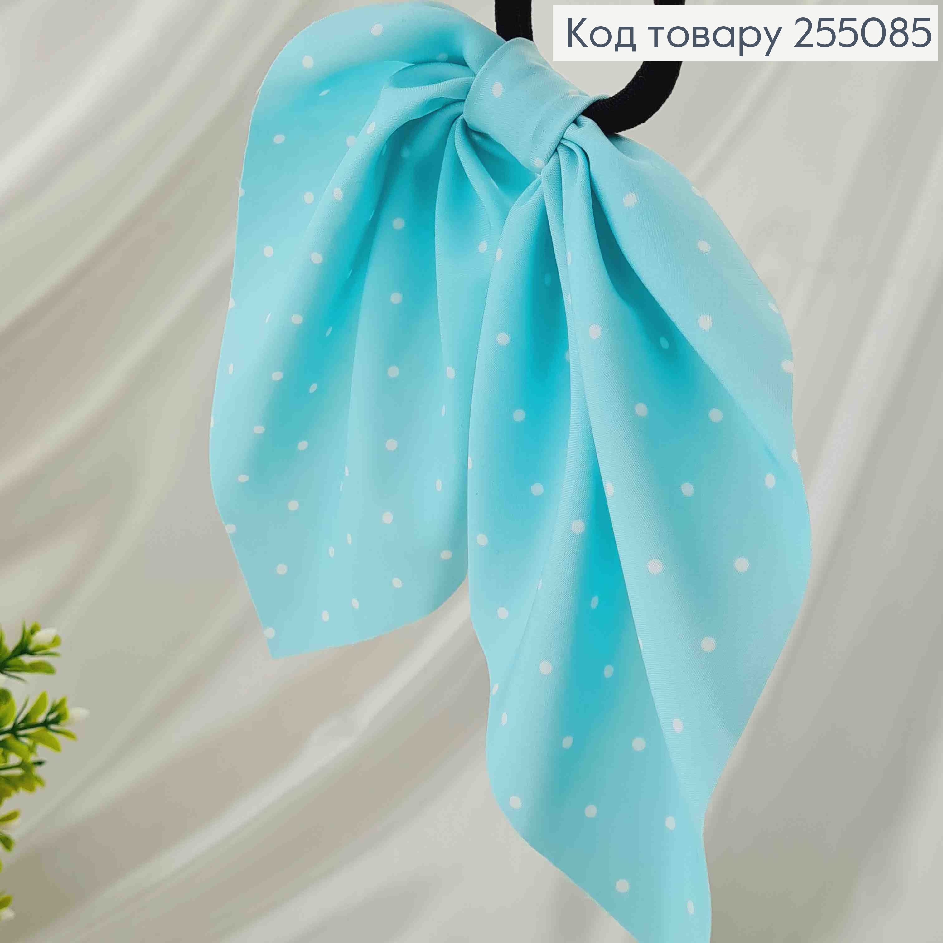 Резинка 5см, Твіллі з бантиком, Бірюзового кольору, в горошок, довж.16см   255085 фото 2