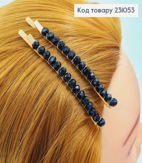 Заколка невидимка металл с черным стиклярусом 5,5 см 2 шт / уп цена за уп.231 231053 фото