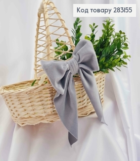 Повязка для корзины велюровый Бантик Серого цвета на завязках, 14*8см, ручная работа, Украина 283155 фото