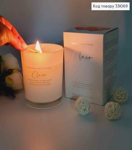Аромасвічка (для неї) Clair (floral orangblossom,vanilla,caramel,patchouli...),220г/43год 331069 фото 3