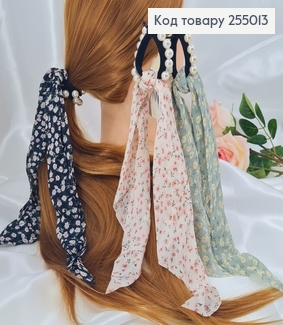 Резинка - хвост с платком и жемчугом Цветочек в асс. 255013 фото