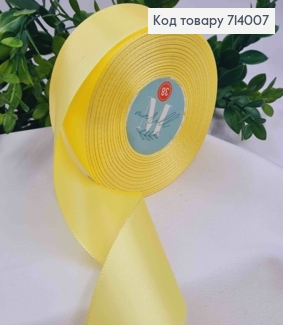 Лента атласная ЖЕЛТАЯ (цвет 010), ширина 4см, длина 36 ярдов (33м) 714007 фото