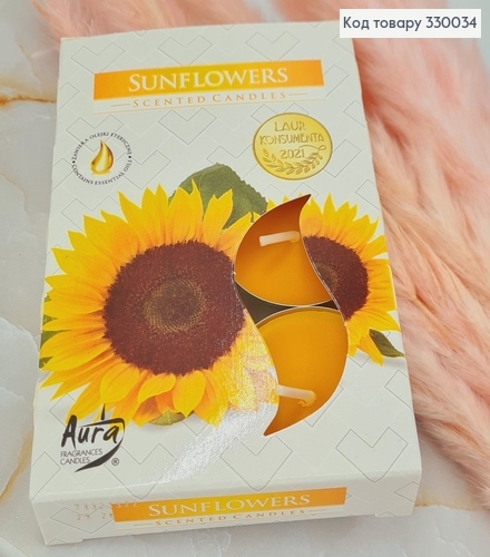 Аромасвічка таблетка BISPOL Соняшник  6 шт/4 годин, 15-330 330034 фото 1