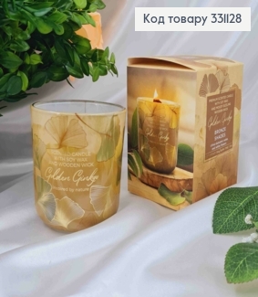 Парфумована СОЄВА свічка стакан BRONZE SHADES з дерев"яним гнотом, 150г/35год,bartek 331128 фото