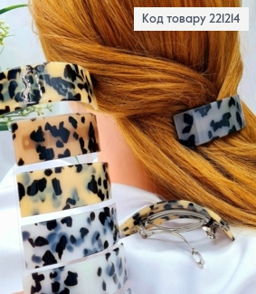 Заколка автоматик, Леопардовый прямоугольный пластик, 9*2,8 см, цвета в ассортименте. 221214 фото