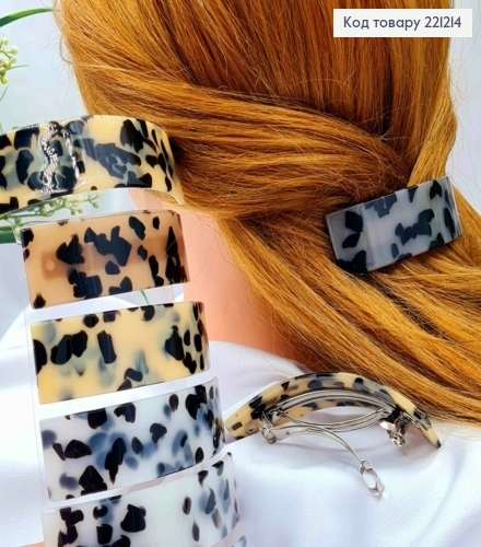 Заколка автоматик, Леопардовый прямоугольный пластик, 9*2,8 см, цвета в ассортименте. 221214 фото 1