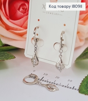 Сережки родовані кільця з підвіскою "Завиток", 2,5*0,7см, Xuping 180911 фото