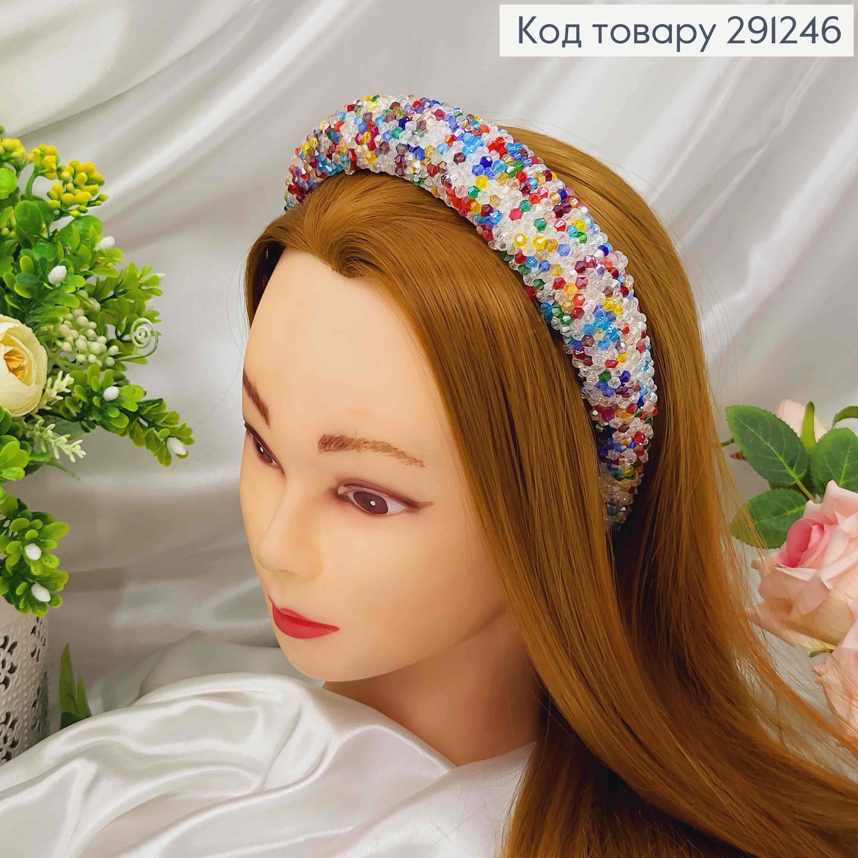 Обруч модный плетеный стиклярус, РАЗНОЦВЕТНЫЙ, ширина 3,5см. 291246 фото 2