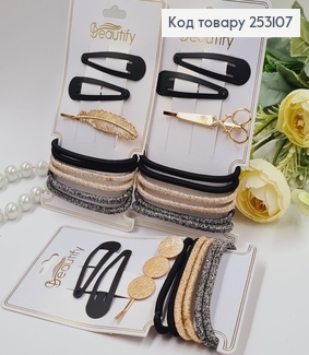 Набор: Заколка "Тик-Так" 4см. 6 резинок, неведимки в ассорт. 253107 фото