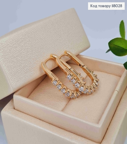 Серьги Овальные украшены Блестящими камешками, 2,4см, Xuping 18K 118028 фото 1