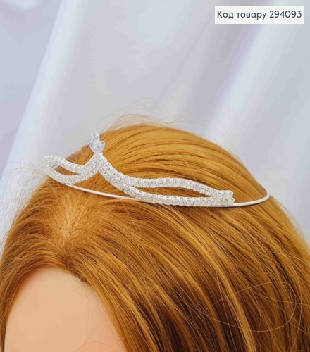 Диадема - маленькая Тиара под серебро с белыми/голубыми камешками, 2см самая высокая точка. 294093 фото 2