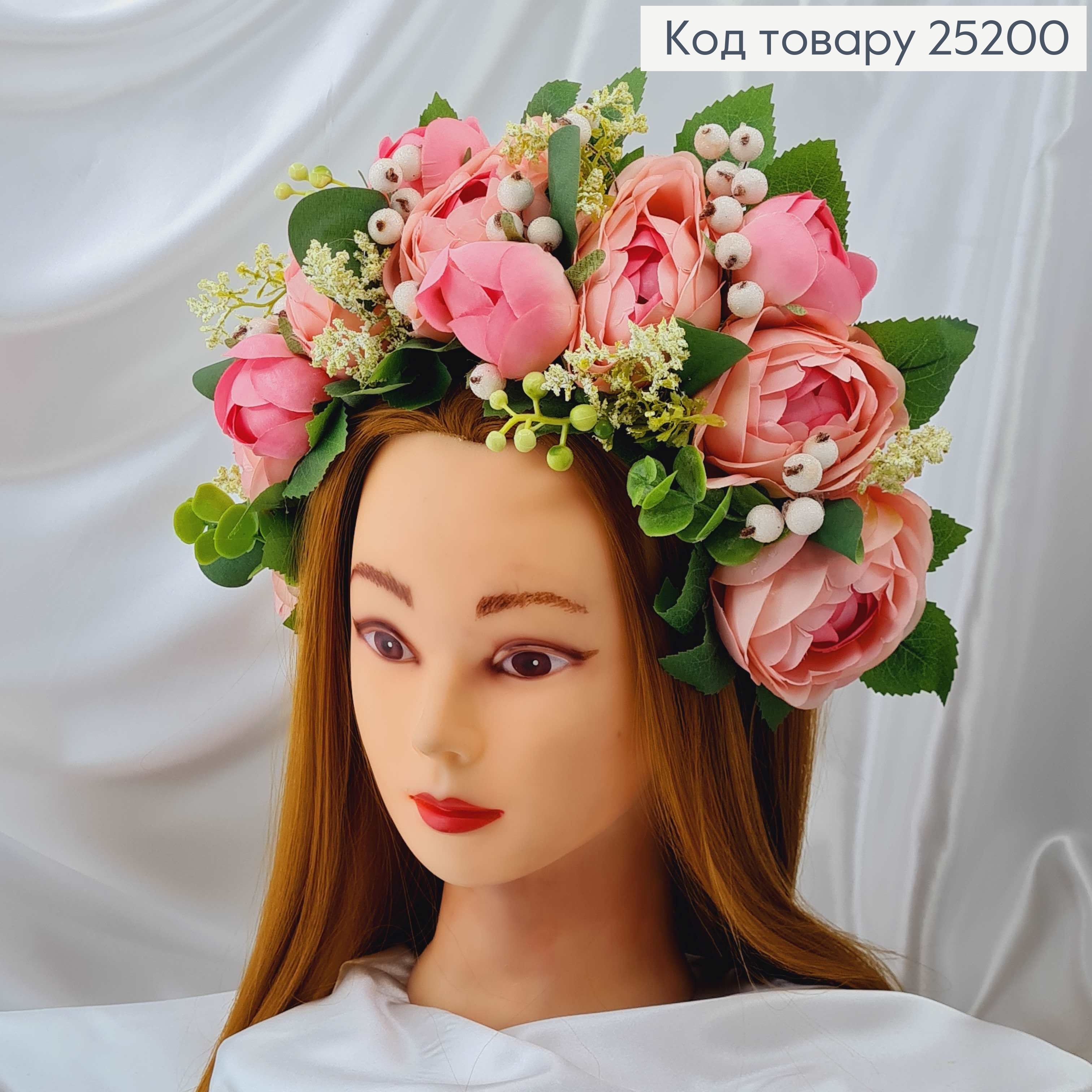 Обруч-віночок розкішний з Рожевими Трояндами, ручна робота, Україна 287034 фото 1