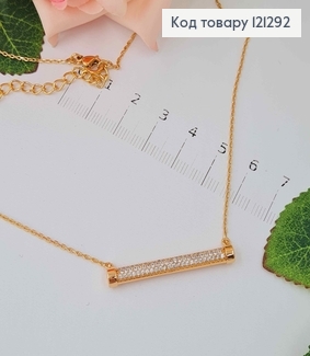 Цепочка якорное плетение, с подвеской прямоугольной пластинкой в камнях, дл. 45+5см, Xuping 18К 121292 фото