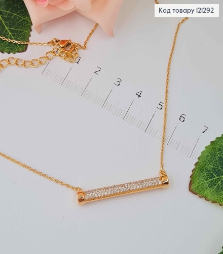 Цепочка якорное плетение, с подвеской прямоугольной пластинкой в камнях, дл. 45+5см, Xuping 18К 121292 фото 1