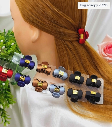 Краб пластик, матовый с золотой пластинкой, "Бантик" 3см, в ассорт. 213215 фото 1