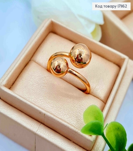 Кольцо с двумя шариками, Xuping 18К. 171162 фото 2