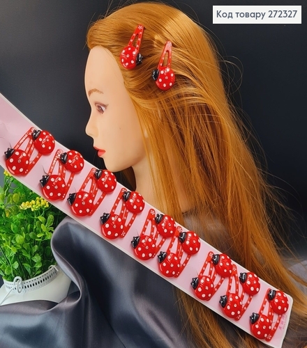 Заколка ток так детская  Божьия коровка  в асс.(10пар) 272327 фото 1