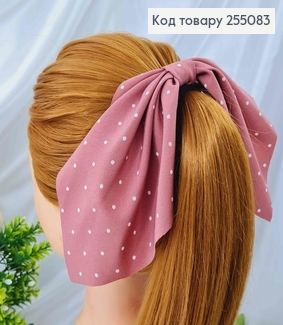 Резинка 5см, Твилли с бантиком, темно-розового цвета, в горошек, дл.16см 255083 фото