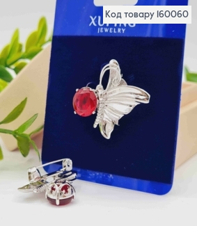 Брошка родована "Метелик" з Червоним каменем, 3см, Xuping 160060 фото