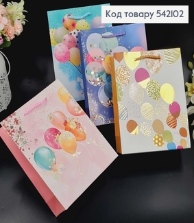 Пакет бумажный "Шарики с Цветами" ,18х23х8см, в ассорт. 542102 фото