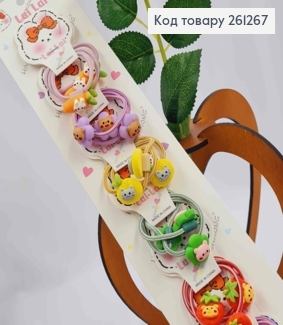 Набор детских резинок (30шт) КОТИКИ/Зайчики на Цветочке в ассортименте. 261267 фото