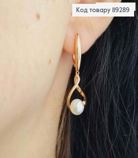 Серьги витые с жемчужиной, 3,6см, английская застежка, Xuping 18К 119289 фото