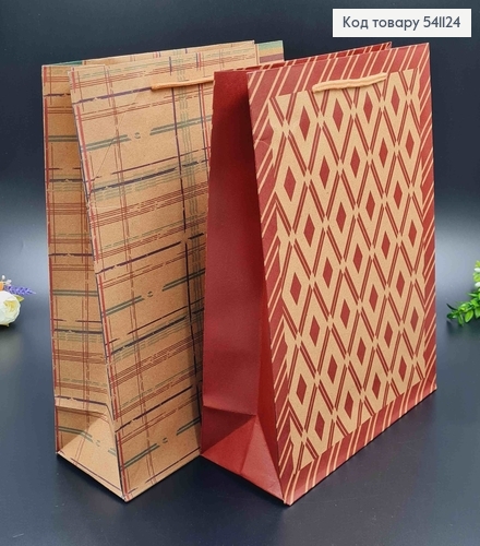 Пакет паперовий, крафт "Квадратний хаотичний принт" 25*31*10см в асорт. 541124 фото 2