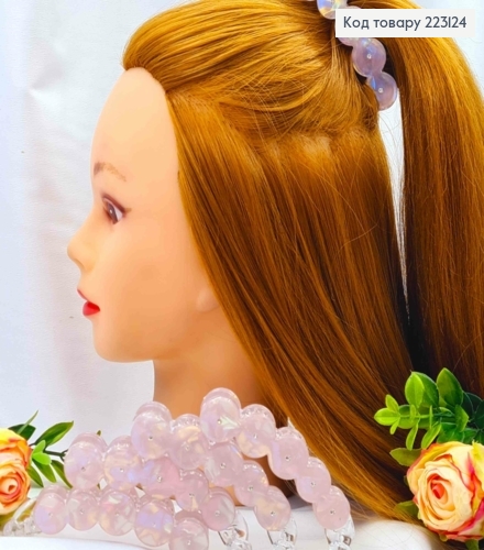 Заколка банан (акрил), прикрашена Стразами, 10см, Перламутрово-Фіолетового кольору 223124 фото 1