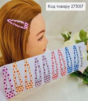 Заколка тік так дитячий кольоровий Квіточка в асорт. 10 шт/уп. 273017 фото