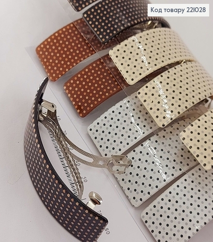 Заколка автомат пластик с горошком 10 см в ассорт. 221028 фото 1