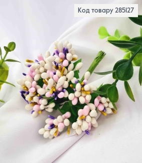 Искусственное приложение Тычинки 12 веточек в пучке, БЕЛЫЙ с ЦВЕТНЫМИ вставками цвета, 9см 285127 фото