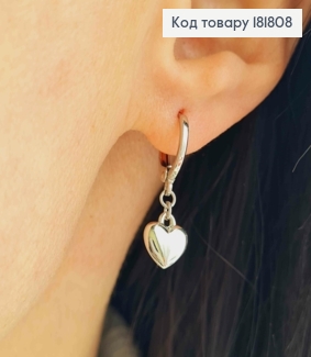 Серьги кольца (1,1см) + подвесное "Объемное Сердце" (0,9см), Xuping 181808 фото